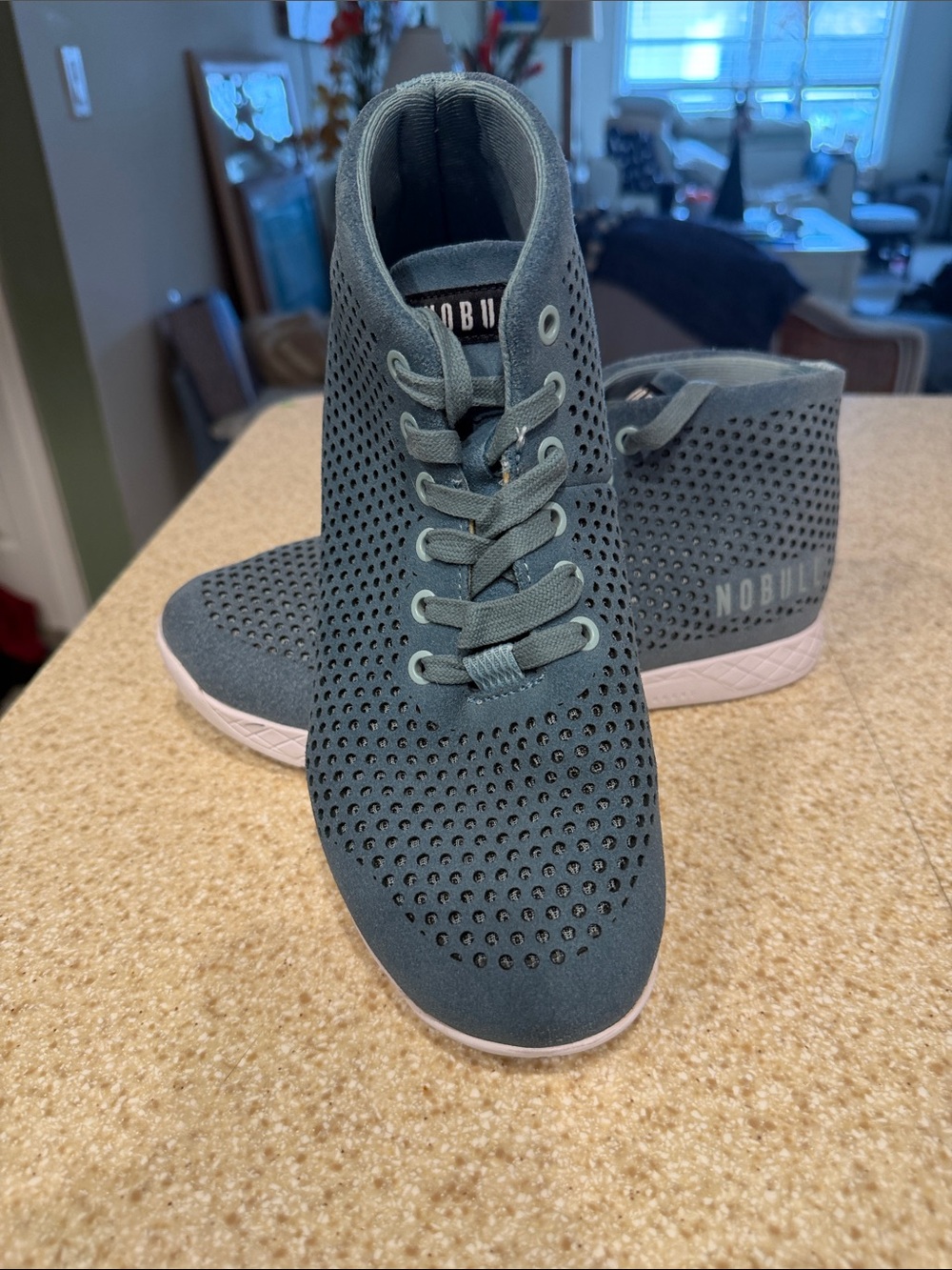 NOBULL Men's Perforated High-Top Sneakers - Teal Blue